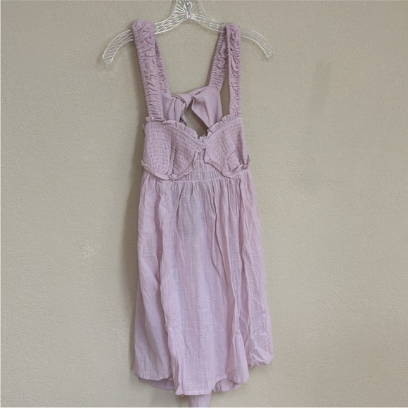 FREE PEOPLE NWT MINI DRESS Lilac Blissful Breeze Linen Cotton - Picture 5 of 5